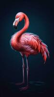 Flamingo Illustration on Dark Background Generative AI photo
