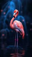 Flamingo Collage on Dark Background Generative AI photo