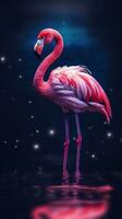 Flamingo in Grungeon Style on Dark Background Generative AI photo