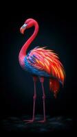 Flamingo Pop Art on Dark Background Generative AI photo