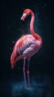 Flamingo Pop Art on Dark Background Generative AI photo