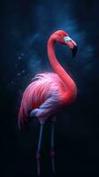 Silhouette of Flamingo on Dark Background Generative AI photo
