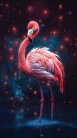 Vintage Flamingo on Dark Background Generative AI photo