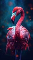 Vintage Flamingo on Dark Background Generative AI photo