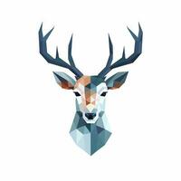 Modern Geometric Deer Head on White Background AI Generated photo