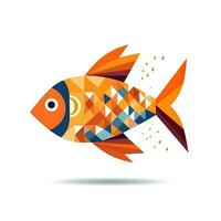 moderno y minimalista geométrico pescado en blanco antecedentes ai generado foto