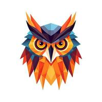 Modern Geometric Owl Head on White Background AI Generated photo