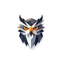 Modern Geometric Owl Head on White Background AI Generated photo