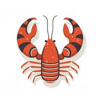 Flat Design Vector Lobster Icon on White Background AI Generated photo