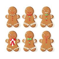 Cute Christmas Gingerbread Man Cookies Clipart on White Background AI Generated photo