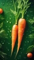 Fresh Carrots Seamless Background with Glistening Droplets of Water AI Generated photo