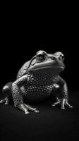 Black and White Frog on Dark Background Generative AI photo