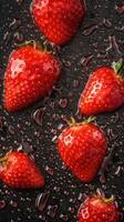 Fresco fresas sin costura antecedentes con brillante gotas de agua ai generado foto