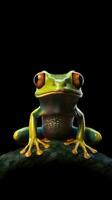 Colorful Frog Collage on Dark Background AI Generated photo