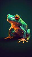 Low Poly Frog on Dark Background Generative AI photo