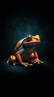 Minimalist Frog on Dark Background Generative AI photo