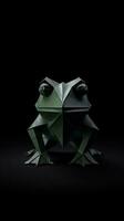 Frog Origami Geometric Pattern on Dark Background Generative AI photo