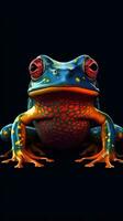 Pop Art Frog on Dark Background Generative AI photo