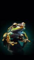 Realistic Frog on Dark Background Generative AI photo