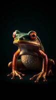 Vintage Style Frog on Dark Background Generative AI photo