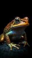 Vintage Style Frog on Dark Background Generative AI photo