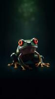 Frog Typography on Dark Background Generative AI photo