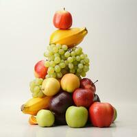 Simplistic Fruits on White Background AI Generated photo