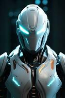 Futuristic Armor Sleek Metallic Advanced Technology for Combat Situations AI Generated photo