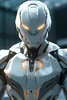 Futuristic Armor Sleek Metallic Advanced Technology for Combat Situations AI Generated photo