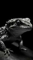 Black and White Gecko on Dark Background Generative AI photo