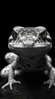 Black and White Gecko on Dark Background in Full Focus Generative AI photo