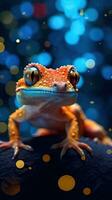 Gecko on Dark Background with Bokeh Effect AI Generated photo