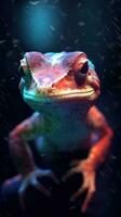 Double Exposure Gecko on Dark Background Generative AI photo