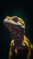 Minimalist Gecko on Dark Background Generative AI photo