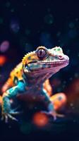 Gecko Double Exposure on Dark Background Generative AI photo