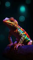 Vibrant Gecko on Dark Background AI Generated photo