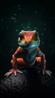 Realistic Gecko on Dark Background Generative AI photo
