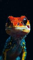 Pop Art Gecko on Dark Background Generative AI photo