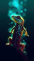 Silhouette of a Gecko on Dark Background Generative AI photo