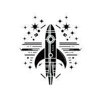 Modern Geometric Rocket Icon on White Background AI Generated photo