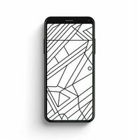moderno y minimalista geométrico línea Arte de un teléfono inteligente en blanco antecedentes ai generado foto