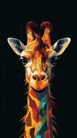 Abstract Giraffe on Dark Background Generative AI photo