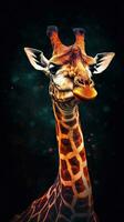Giraffe in Bokeh Style on Dark Background Generative AI photo