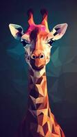 Low Poly Giraffe on Dark Background Generative AI photo