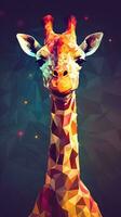 Low Poly Giraffe on Dark Background Generative AI photo