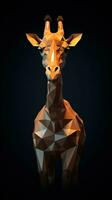 geométrico origami jirafa en oscuro antecedentes generativo ai foto