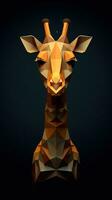 Geometric Origami Giraffe on Dark Background Generative AI photo