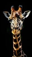 Realistic Giraffe on Dark Background Generative AI photo