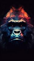 Low Poly Gorilla on Dark Background Generative AI photo