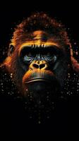 Gorilla Typography on Dark Background Generative AI photo